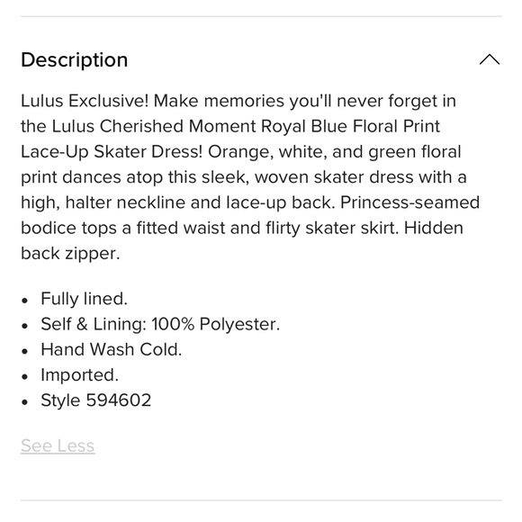 NEW Lulu’s Royal Blue Floral Print Lace-Up Skater Dress Women’s Size Small - Picture 5 of 9